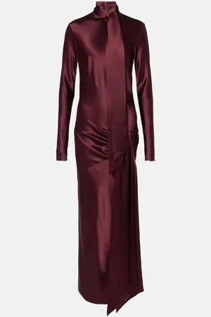 GALVAN Emilie tie-neck satin maxi dress