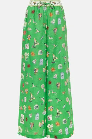 ALÉMAIS Printed linen wide-leg pants