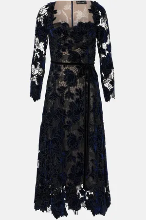 Oscar de la Renta Velvet guipure lace midi dress