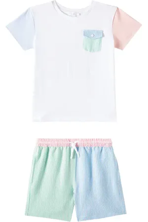 PATACHOU Colorblocked T-shirt and swim trunks set