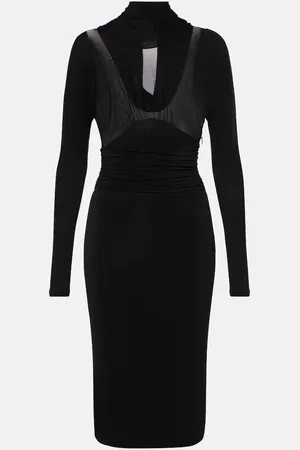 Saint Laurent Gathered jersey midi dress