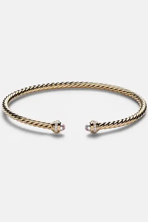 David Yurman CablespiraÂ® Flex 18kt cuff bracelet with freshwater pearls and diamonds
