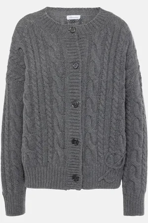 BLUMARINE Cable-knit wool and cashmere cardigan
