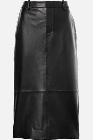 Vince Mid-rise leather pencil skirt