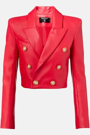Balmain Cropped leather jacket