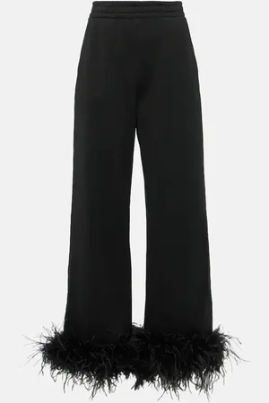 Prada Feather-trimmed cotton sweatpants