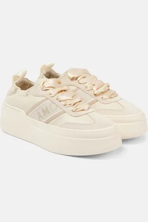 Salvatore Ferragamo Suede-trimmed leather platform sneakers