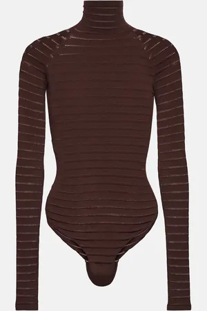 Alaïa Striped turtleneck bodysuit