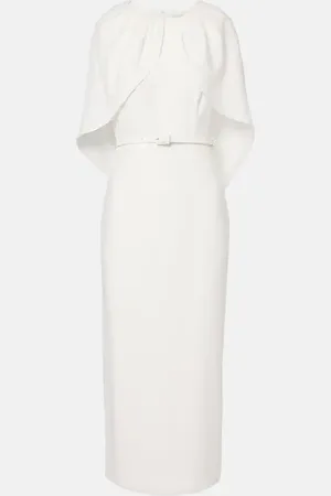 Roland Mouret Caped satin crÃªpe midi dress