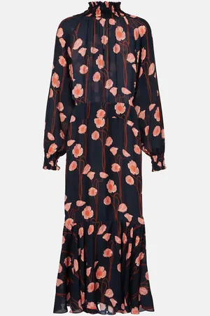 JOHANNA ORTIZ Floral silk georgette midi dress
