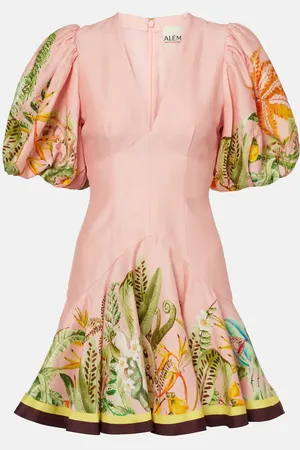 ALÉMAIS Papaya linen-blend minidress