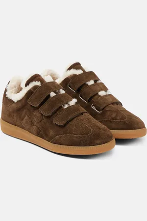 Isabel Marant Beth shearling-trimmed suede sneakers