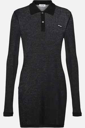 Miu Miu Ribbed-knit cotton jersey polo dress