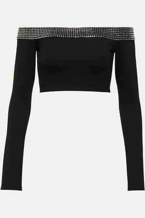 DAVID KOMA Crystal-embellished crop top