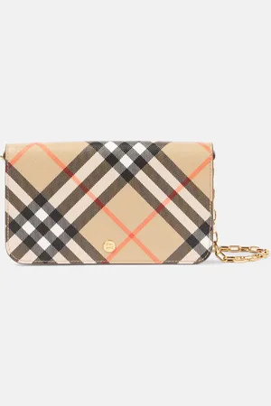 Burberry Check canvas wallet on chain