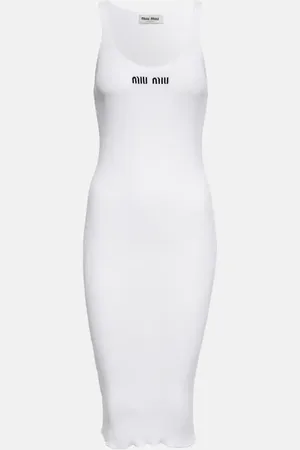 Miu Miu Logo cotton jersey midi dress