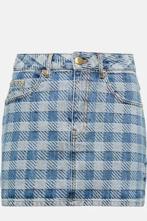 Ami Checked denim miniskirt