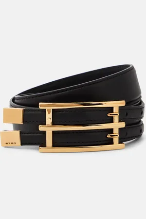 Etro Double Buckle slim leather belt