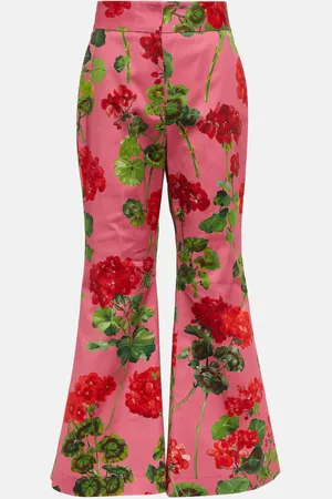 Oscar de la Renta Floral high-rise cotton-blend flared pants