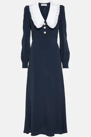 Alessandra Rich Collared silk-blend midi dress