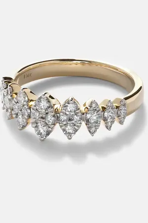 STONE AND STRAND Fern 14kt ring with diamonds