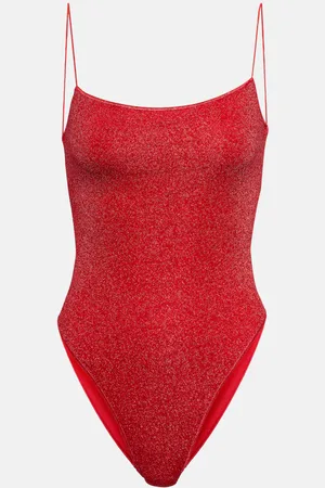 Oseree LumiÃ¨re Square lamÃ© swimsuit