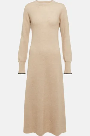 Brunello Cucinelli Alpaca and cotton-blend midi dress