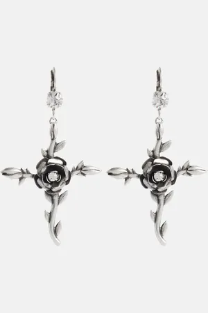 BLUMARINE Rose embellished drop earrings