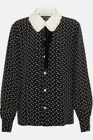 Alessandra Rich Polka-dot silk-blend blouse
