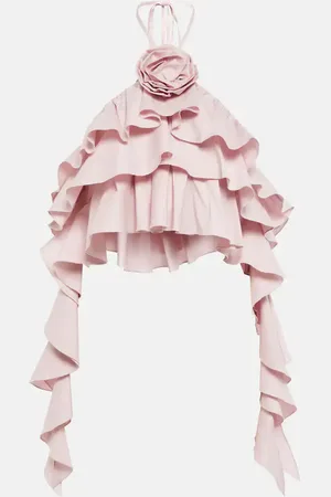 BLUMARINE Ruffled halterneck crop top