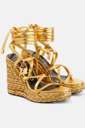 Tom Ford Padlock leather wedge sandals