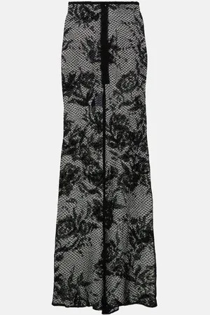 Alaïa Floral mesh maxi skirt