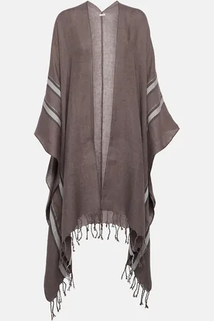 Brunello Cucinelli Striped linen cape