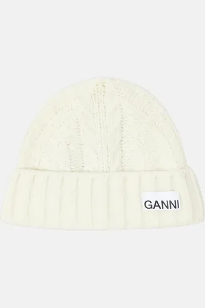Ganni Cable knit wool-blend beanie