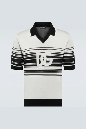 Dolce & Gabbana Logo striped silk jacquard polo shirt
