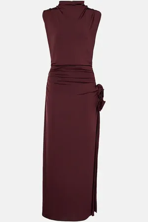 MAGDA BUTRYM Floral-appliquÃ© draped midi dress