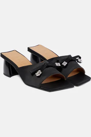 Ganni Bow-embellished satin mules