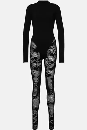 Alaïa High-neck wool-blend catsuit