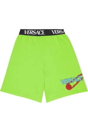 VERSACE Logo-embroidered cotton jersey shorts