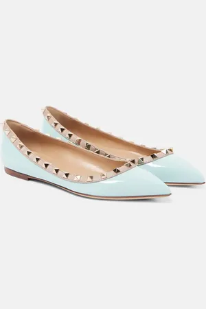 VALENTINO GARAVANI Rockstud patent leather ballet flats