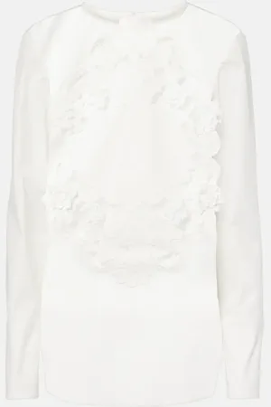 Oscar de la Renta Embroidered cotton blouse