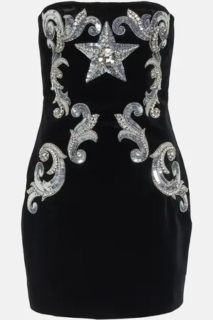 Balmain Embellished velvet minidress