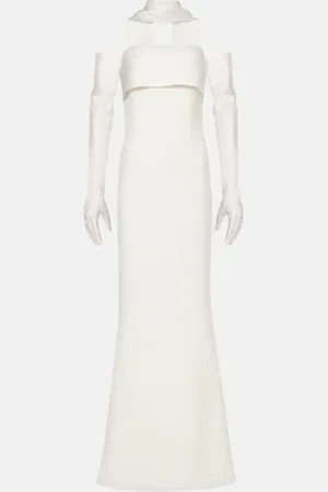 Safiyaa Roshana sash crÃªpe gown with gloves