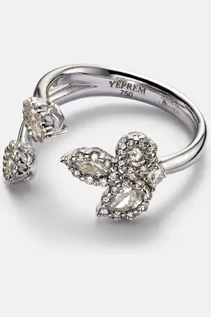 Yeprem Y-Not 18kt white gold ring with diamonds