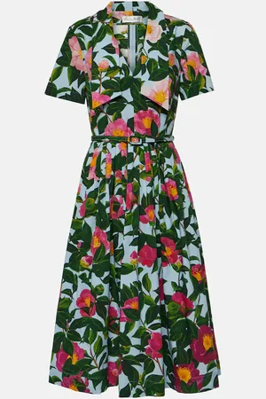 Oscar de la Renta Floral cotton poplin midi dress