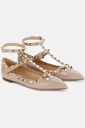VALENTINO GARAVANI Rockstud patent leather ballet flats