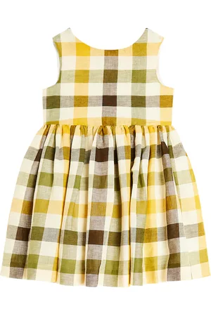 BONPOINT Alise checked linen and cotton dress