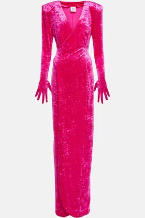 Vetements Diva gloves velvet maxi dress