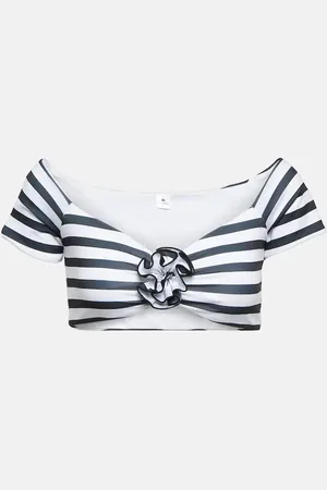 Bananhot Stefani striped off-shoulder bikini top