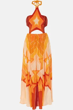 Farm Rio Gradient Stripes cutout midi dress